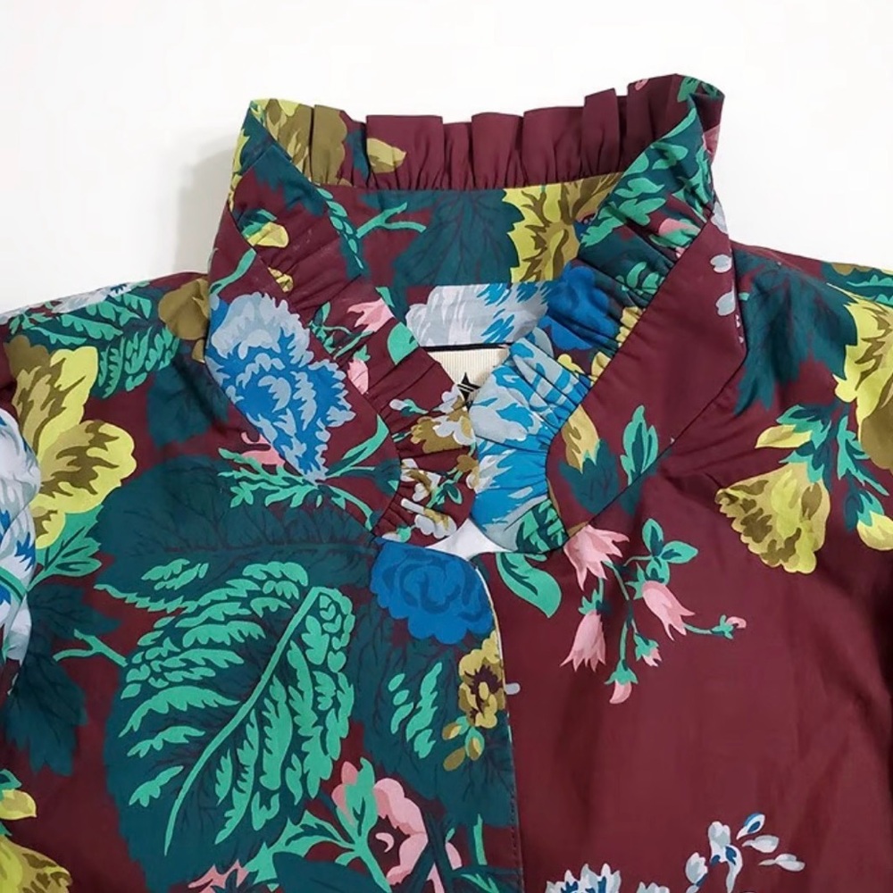 NWT Tuckernuck Alice Midi Dress M Merlot Oxblood Verdant Floral Print Cotton - Picture 4 of 7